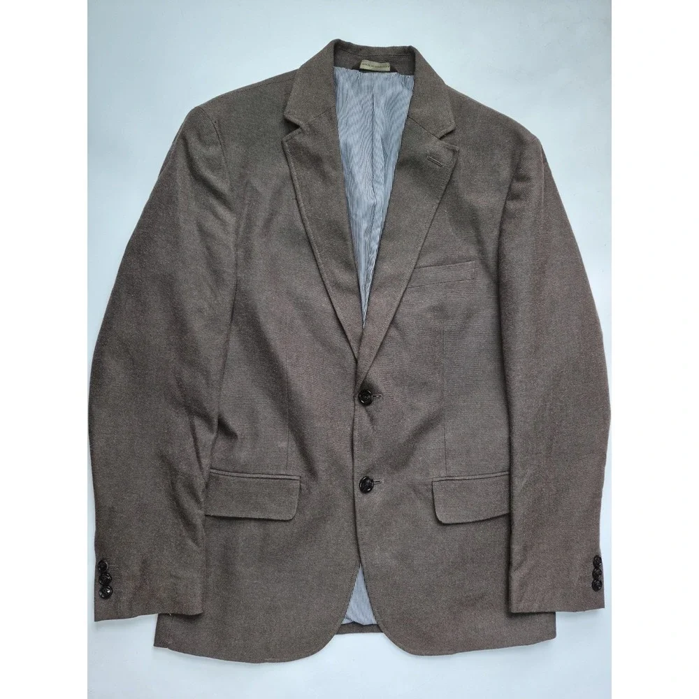 Tasso Elba Mens Sports Coat 38R Brown 2 Button Cotton Blend Blazer K605